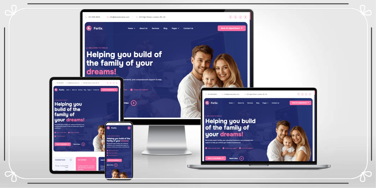 试管婴儿与妇产健康网站 HTML 响应式模板 — 适用于生殖医学中心、妇科诊所与孕产服务机构的专业建站方案