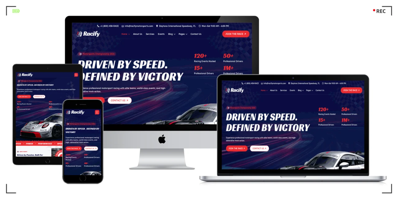 赛车运动网站专用 HTML 响应式模板 | 专业赛事·响应式设计·Bootstrap 5