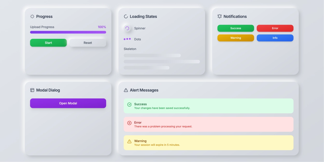 TailwindCSS 新拟态 UI 组件库，带无障碍适配的前端开发组件套件
