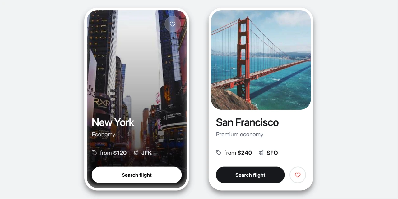 React 可配置机票预订卡片组件，旅游出行航班预订 UI 开发模板