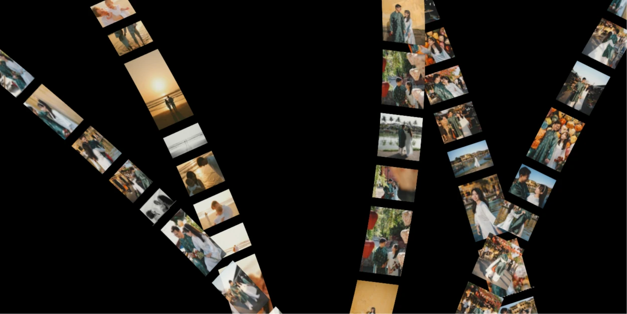 Three.js WebGL 反向滚动多列图片墙动效，沉浸式滚动驱动拼贴画交互效果