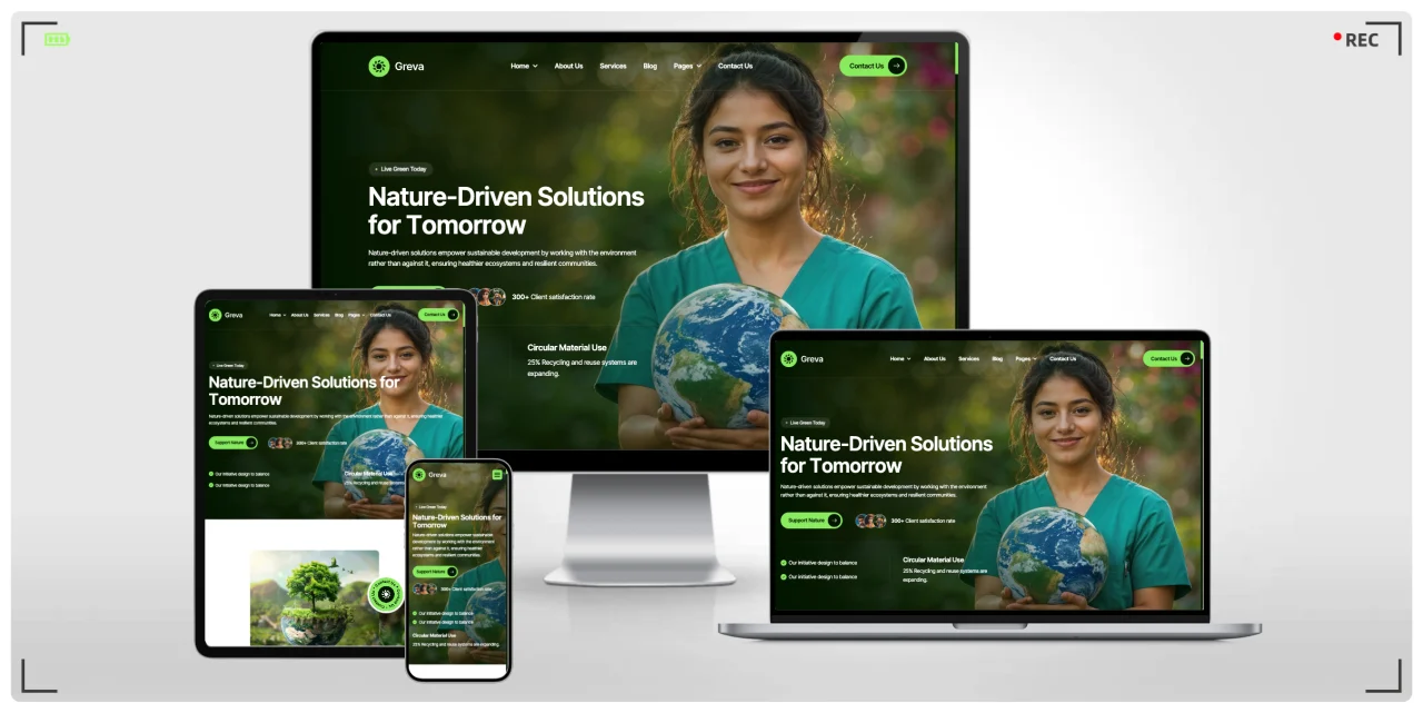 生态环保组织专用网站 Bootstrap 模板，适用于环保公益机构、绿色能源企业与可持续发展项目的专业建站方案