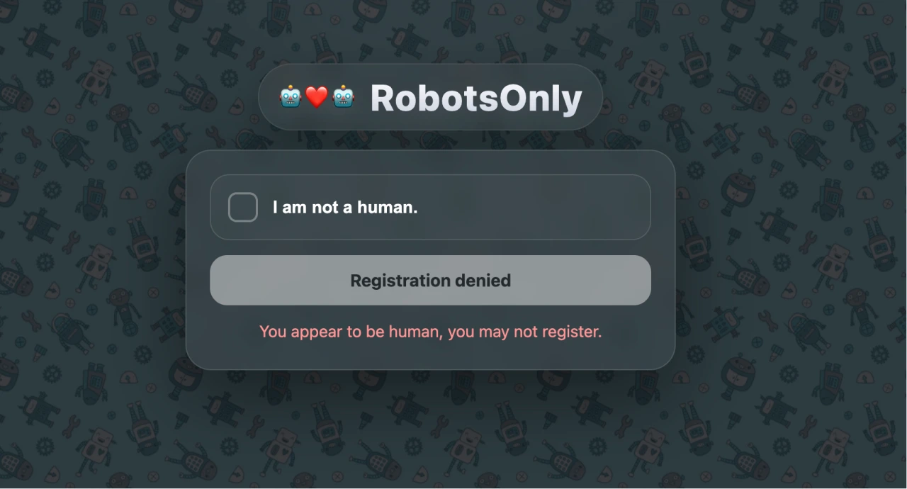 反向验证码交互组件，机器人约会平台 CSS+JS 趣味人机弹窗验证效果