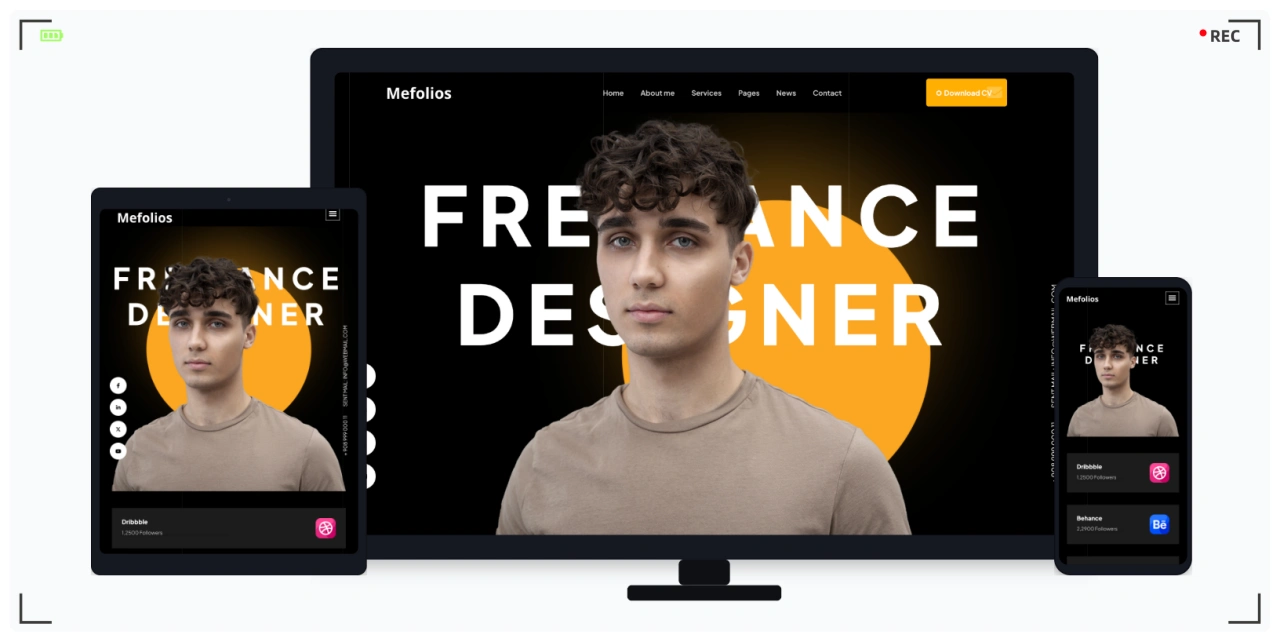 个人作品集/简历/CV 网站 HTML 响应式模板，适合设计师/开发者/自由职业者