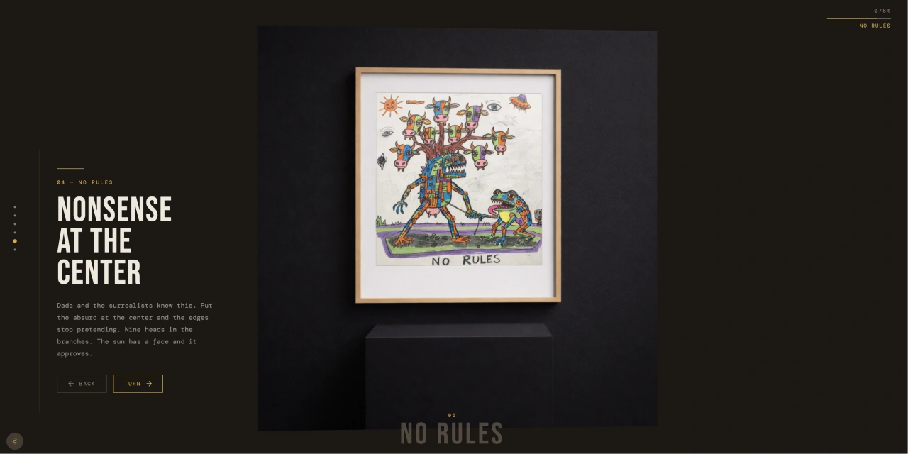 滚动驱动 3D 立方体旋转艺术展厅卡片轮播交互动效（CSS+JS）