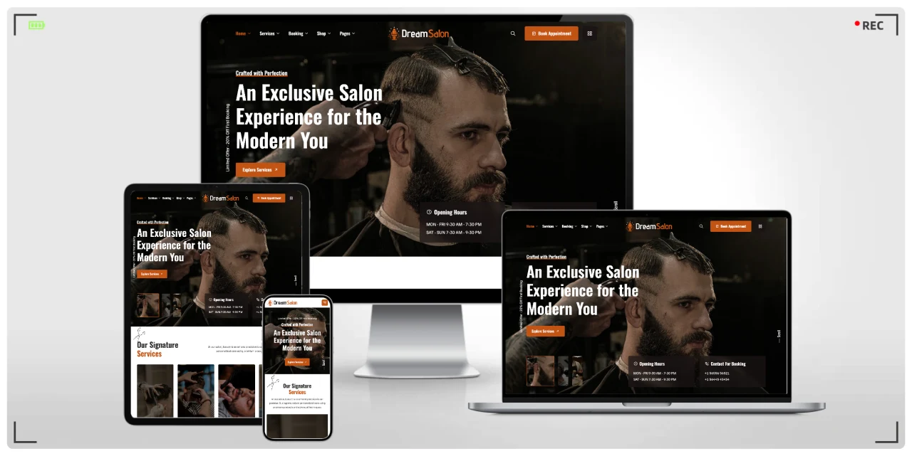 美容美发与水疗SPA网站 HTML 响应式模板，支持预约、购物及个人管理系统，适合沙龙、养生馆及美容机构建站