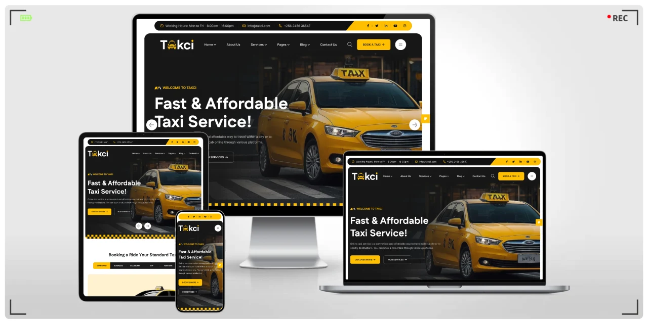 出租车介绍与预约网站 HTML 模板，专为出行服务业打造的响应式多页面建站方案