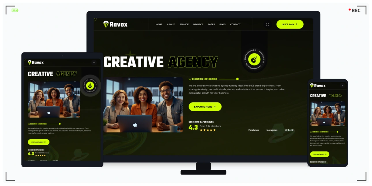 创意数字机构HTML网站模板 | 含GSAP动效的Bootstrap5响应式多页面模板