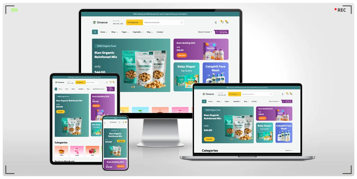 多场景电商 HTML 响应式网站模板 | 简洁现代风格，适合服装 / 食品 / 电子 / 家居等各类网店