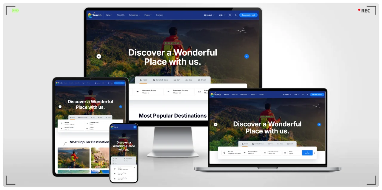 旅游出行网站专用 Bootstrap 网站模板，响应式设计 · 多页面 · 快速建站