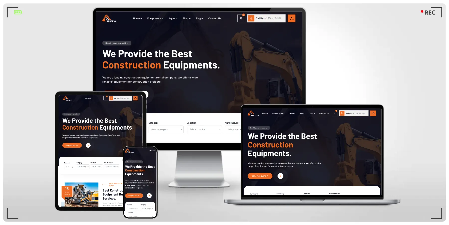 工程设备租赁网站专用 HTML5 模板 - Bootstrap 5响应式建筑机械租赁网站模板