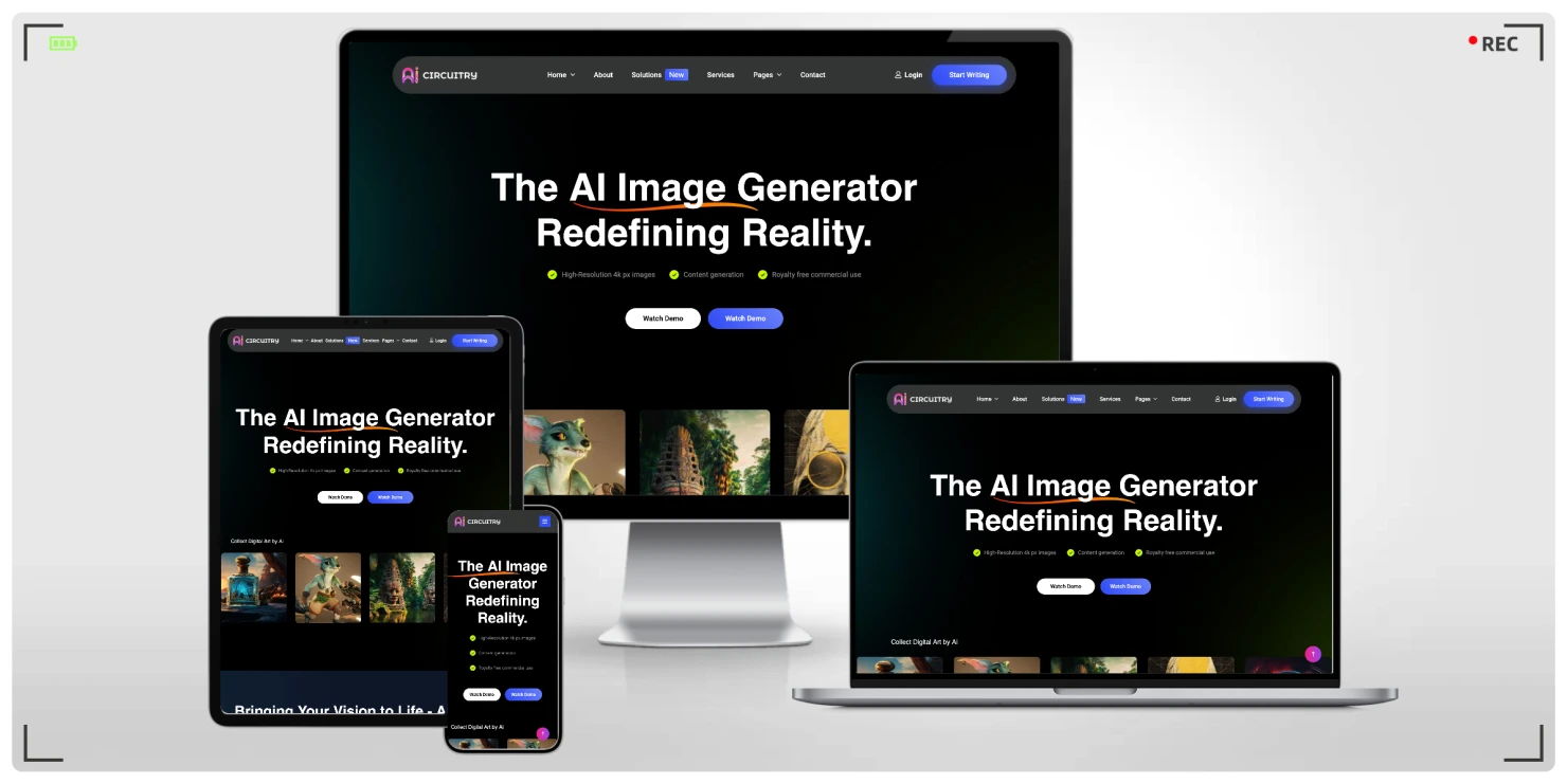 AI 内容生成与图像创作网站模板，Bootstrap 5 响应式设计，适合 AI 工具及创意设计平台建站