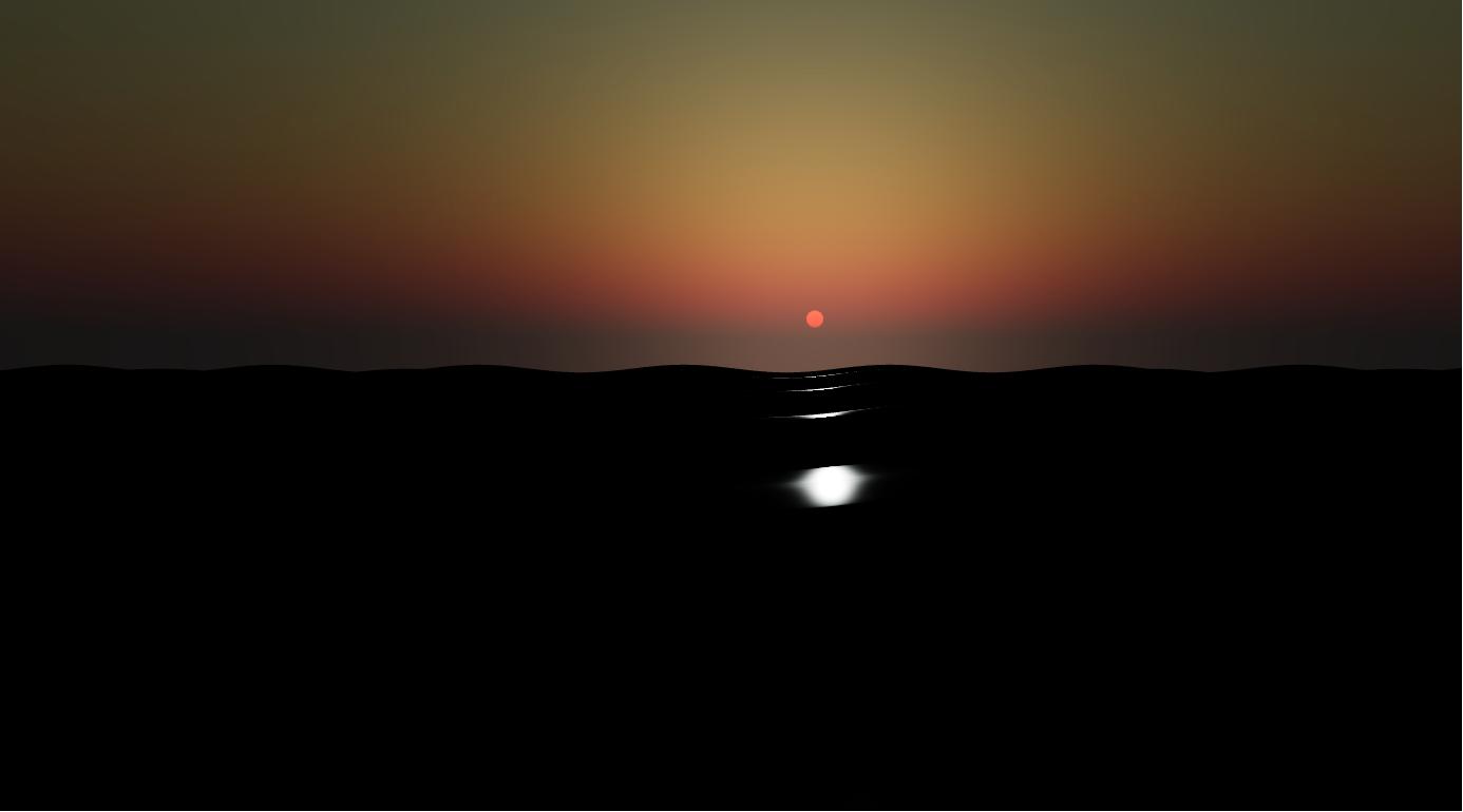 Three.js 3D 日落海景动画 Canvas 海面光影实时渲染