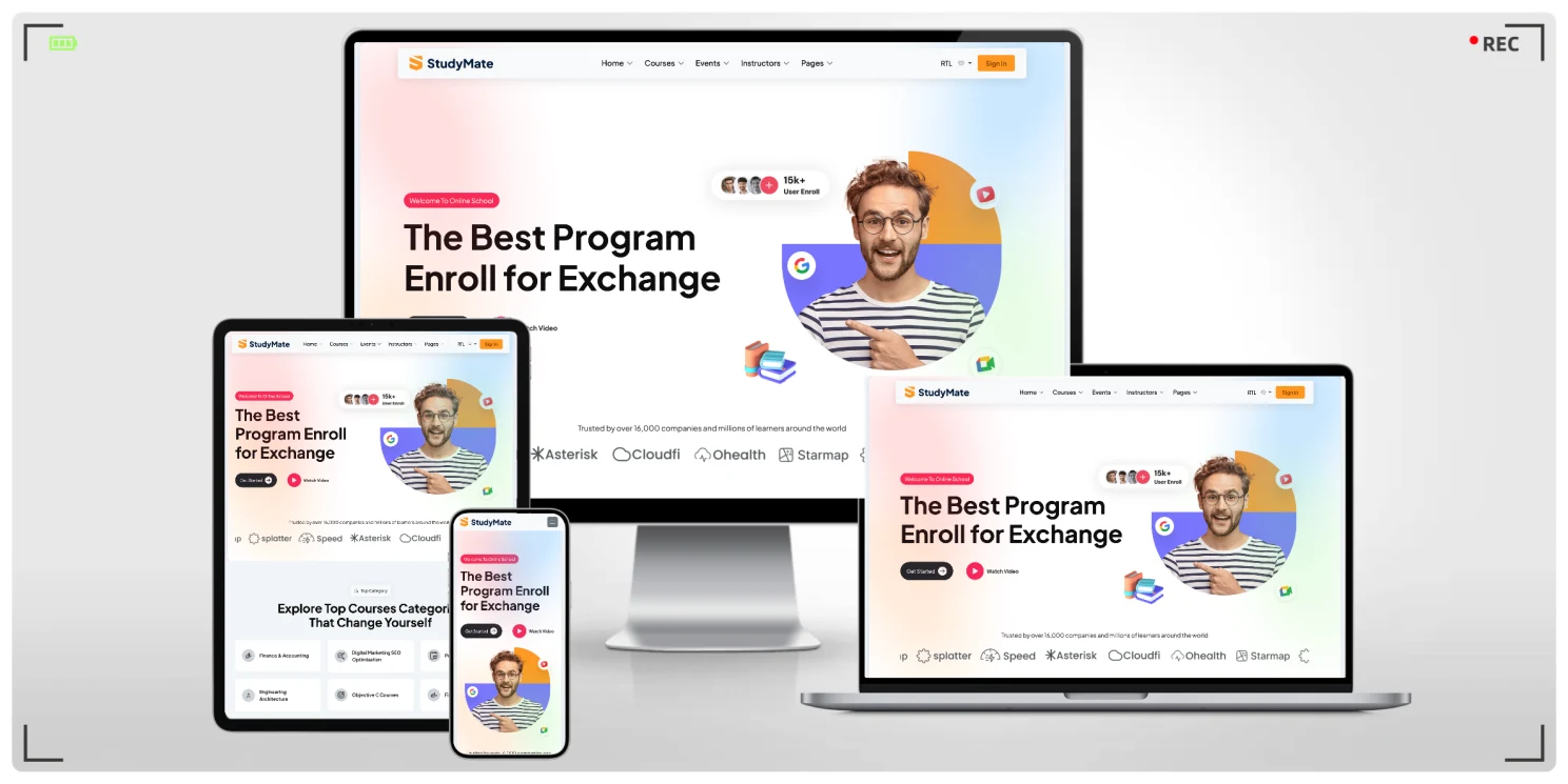 在线课程与教育 LMS 系统 HTML 响应式网站模板