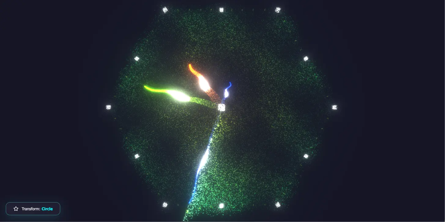 3D WebGL 5万粒子形变模拟时钟特效