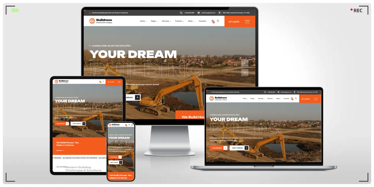 建筑施工与工程行业专用 HTML 响应式网站模板，含13套不同风格首页布局