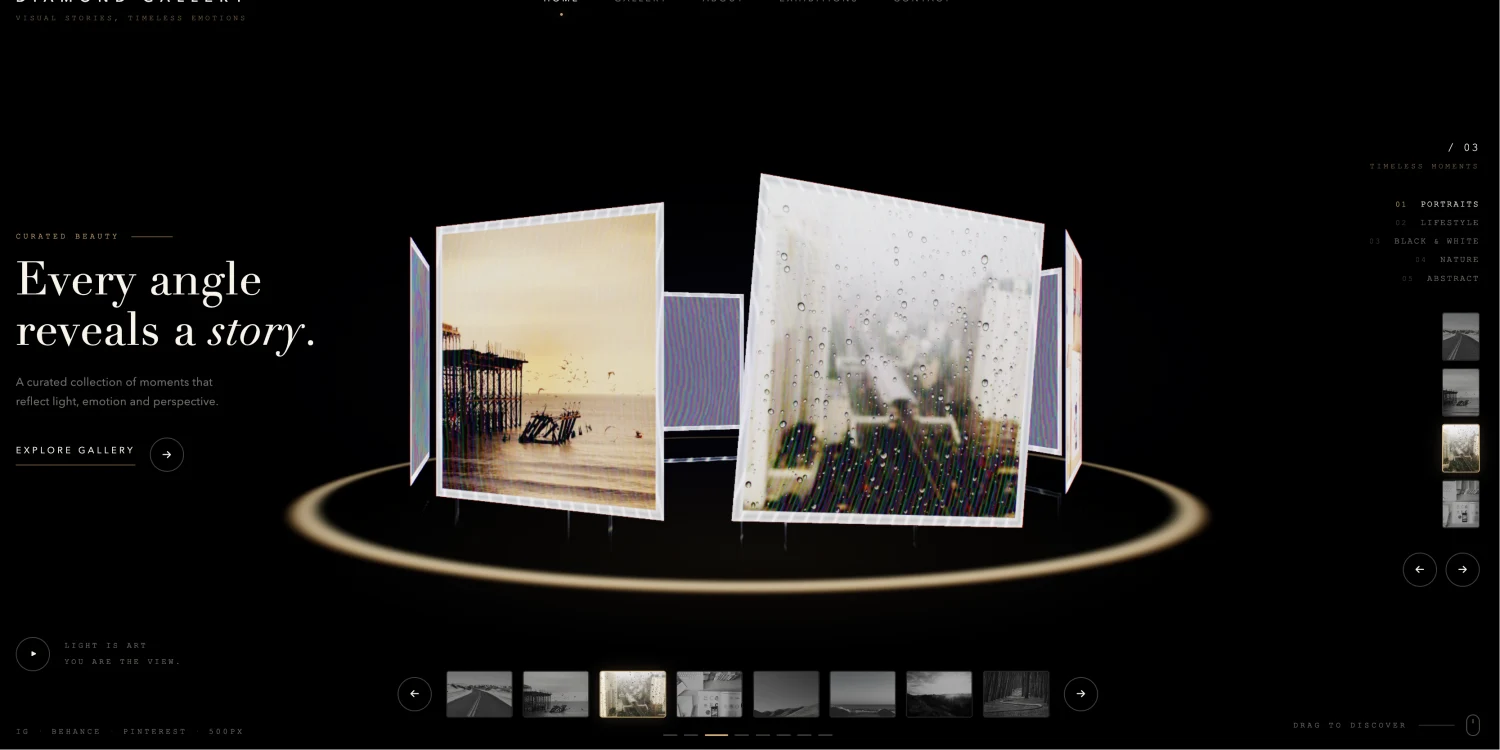 基于Three.js + WebGL实现的 3D 全息镭射折射卡片轮播