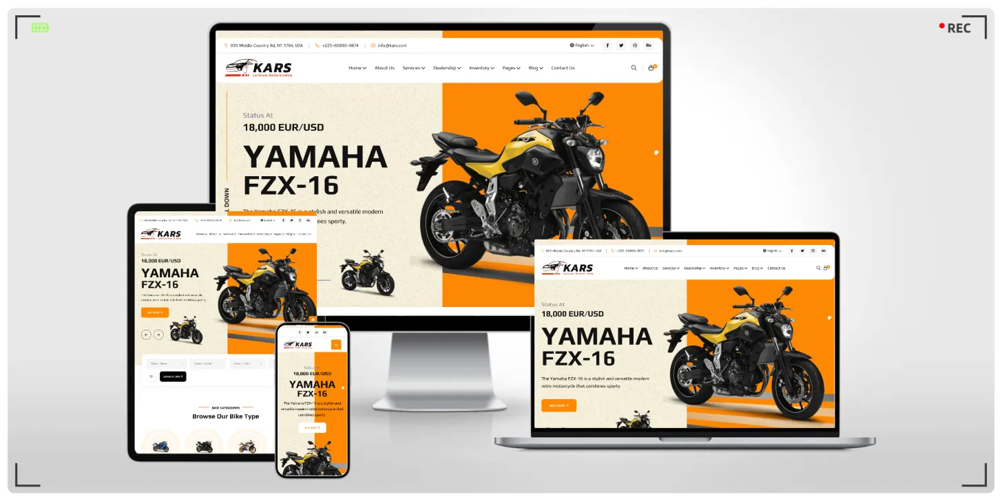 汽车经销商与车辆信息展示 HTML 响应式建站模板 | 4S店/租车/二手车/摩托车网站通用