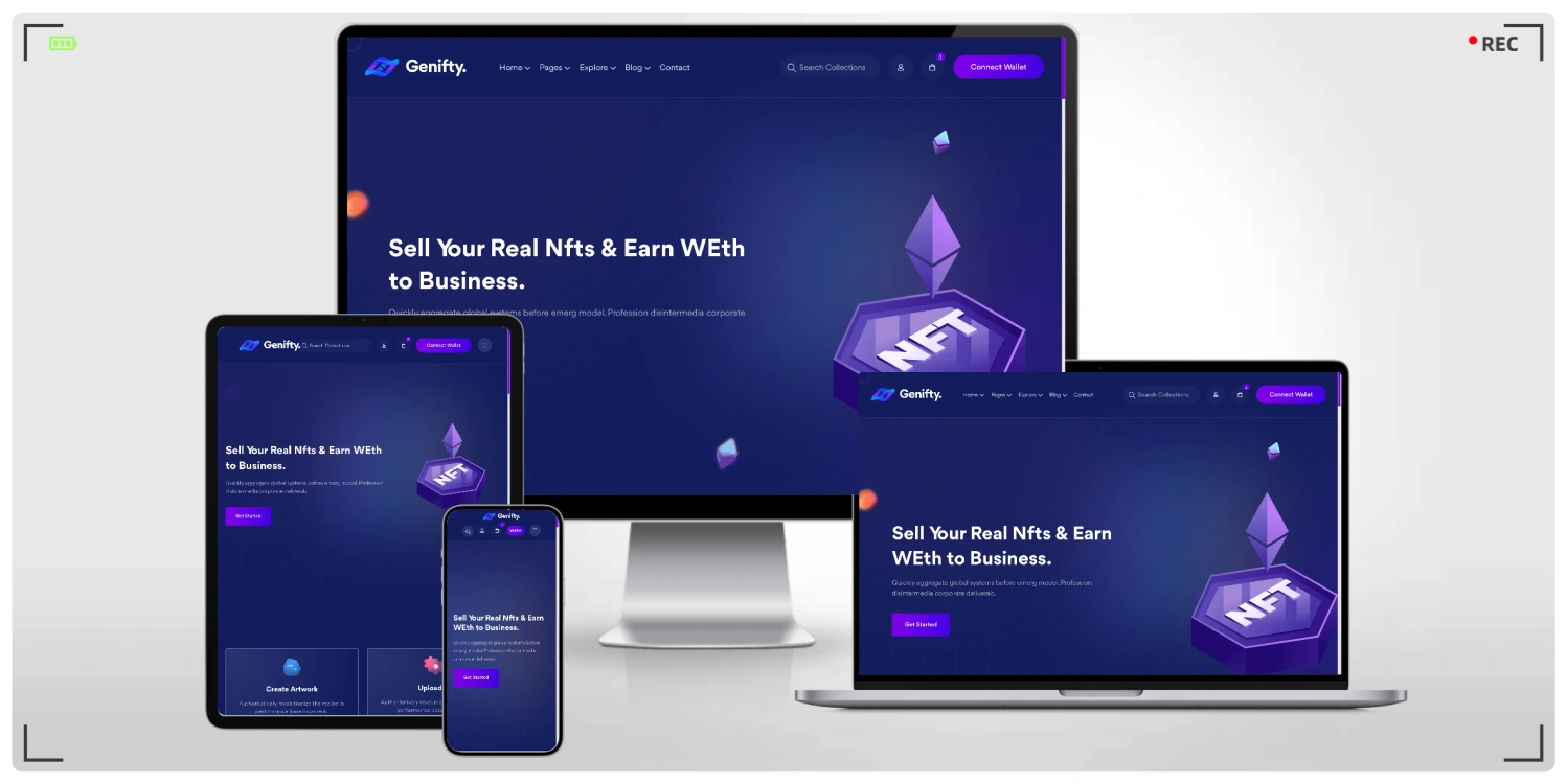 现代 NFT 交易市场与数字藏品 HTML 建站模板 | NFT/加密货币/数字资产通用