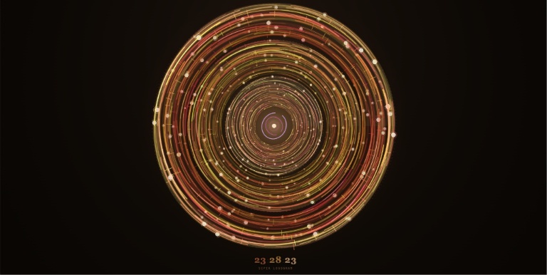 异星语言科幻风格环形时钟UI | 基于 Canvas 2D 的动态时间可视化界面