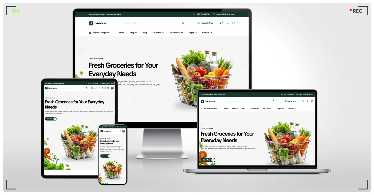 生鲜超市与食品电商 HTML 建站模板 | 含完整会员中心/下单流程/售后政策页