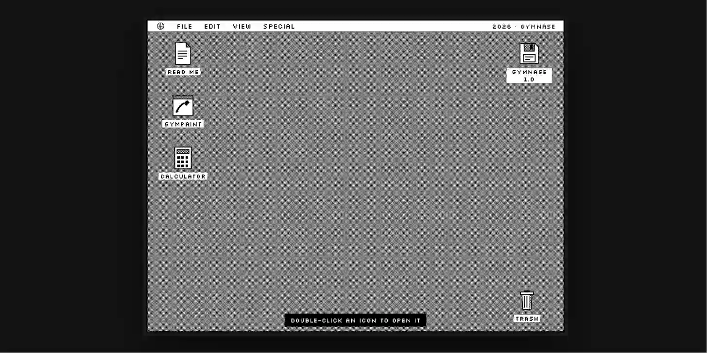 复古 Macintosh 桌面网页特效 — 纯 CSS 像素风界面，可双击打开的计算器和画板
