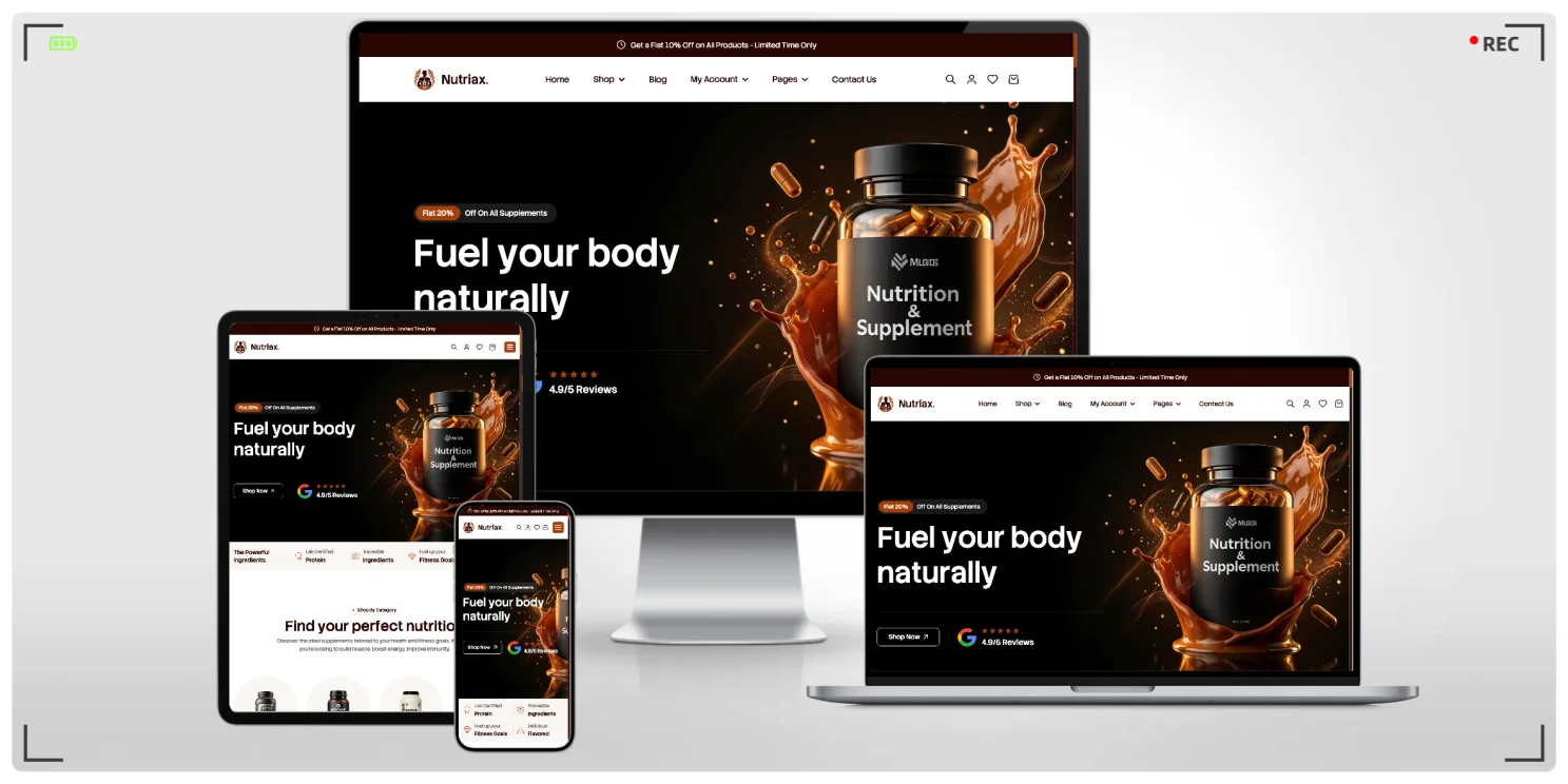 营养保健品与运动补剂电商 HTML 模板 | 成分说明+会员复购+订阅式商城
