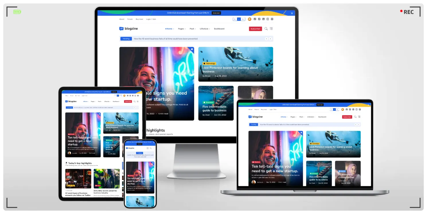 包含 11 套首页的博客杂志与图文自媒体专用 HTML 响应式网站模板 | 含作者后台+播客页+商城模块