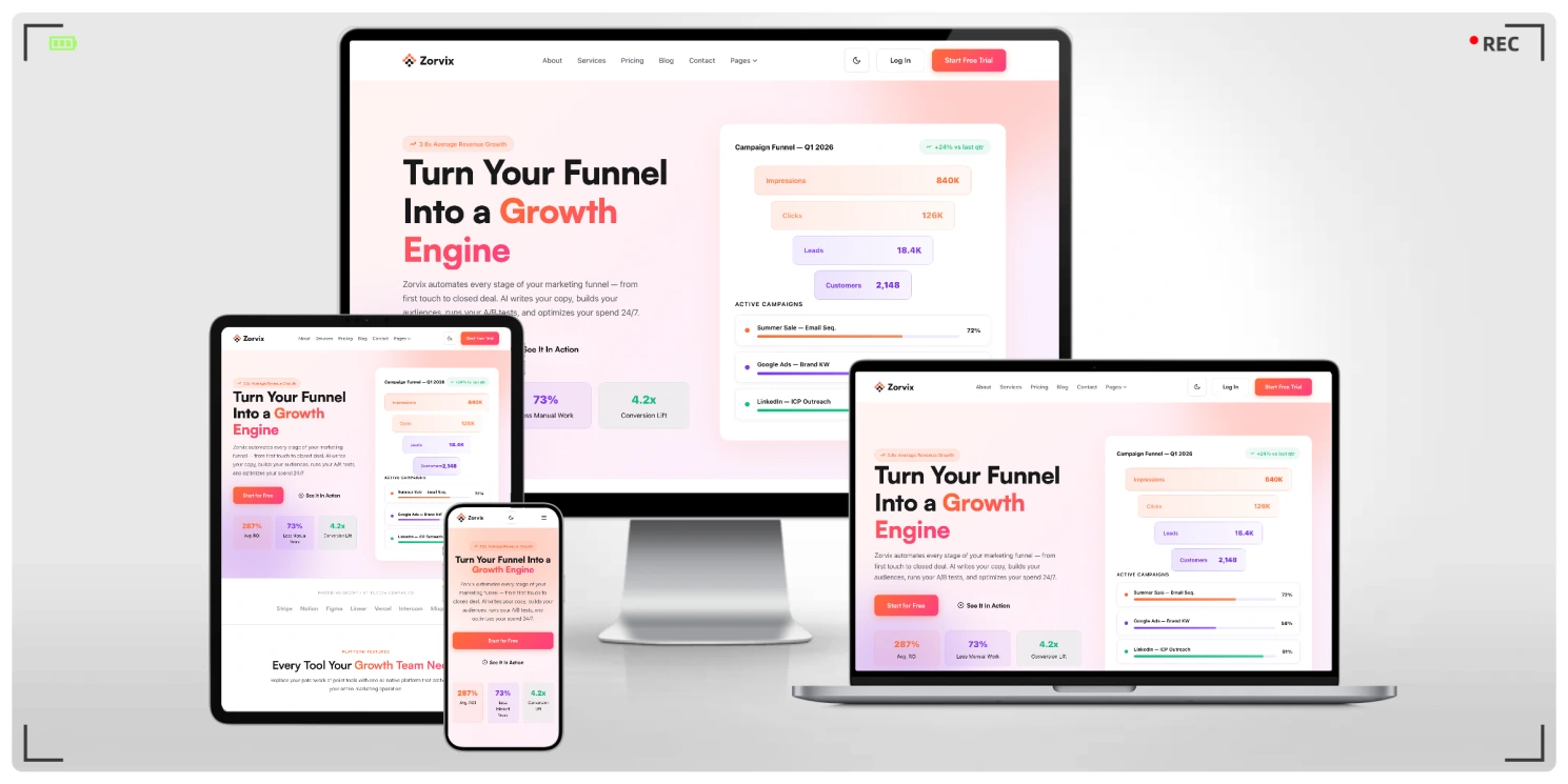 18 套细分行业首页的 AI 与 SaaS HTML5 建站模板，每套首页自带独立配色与配套内页