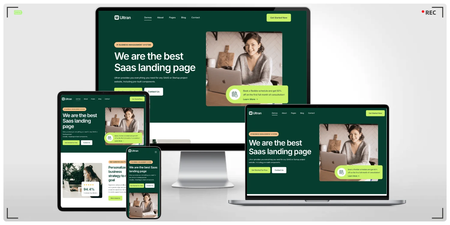 三套落地页起手的 SaaS 与 App 应用推广 HTML 建站模板，含功能拆解页与客户案例研究页