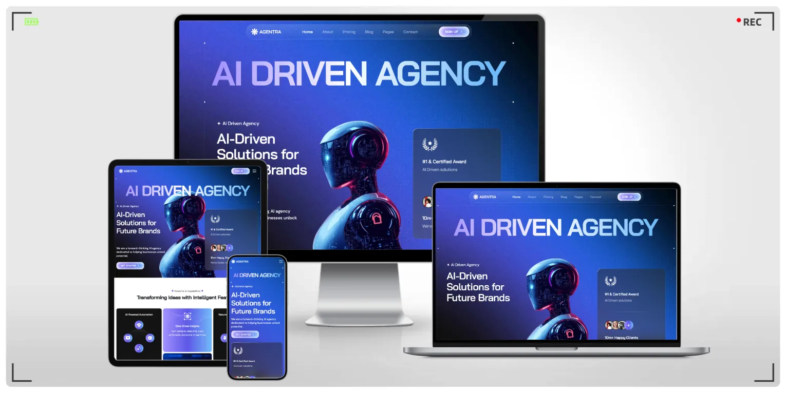 AI 公司 HTML 建站模板，人工智能服务商与技术团队网页模板