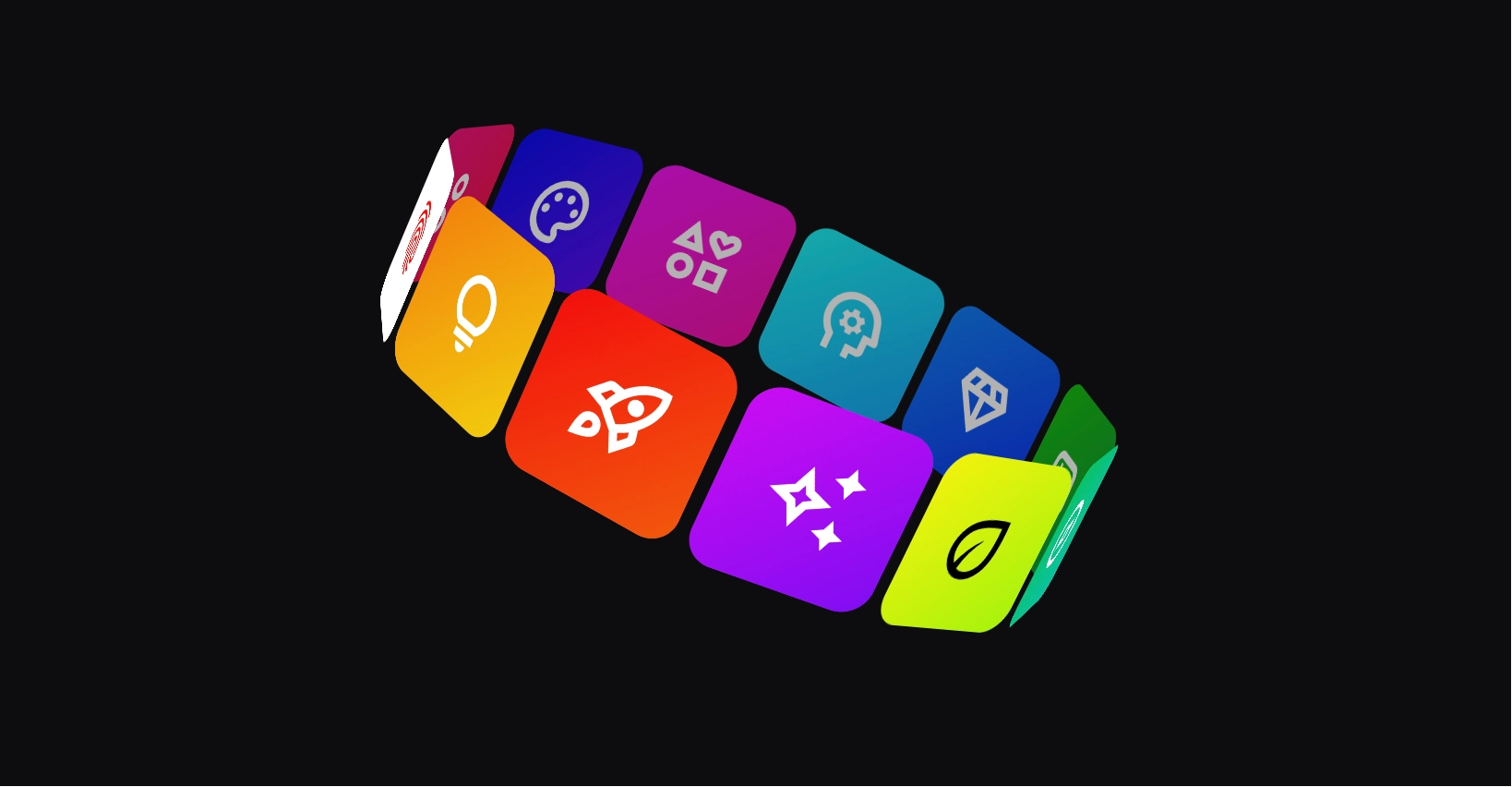 React应用图标环，十二枚图标三维旋转展示特效