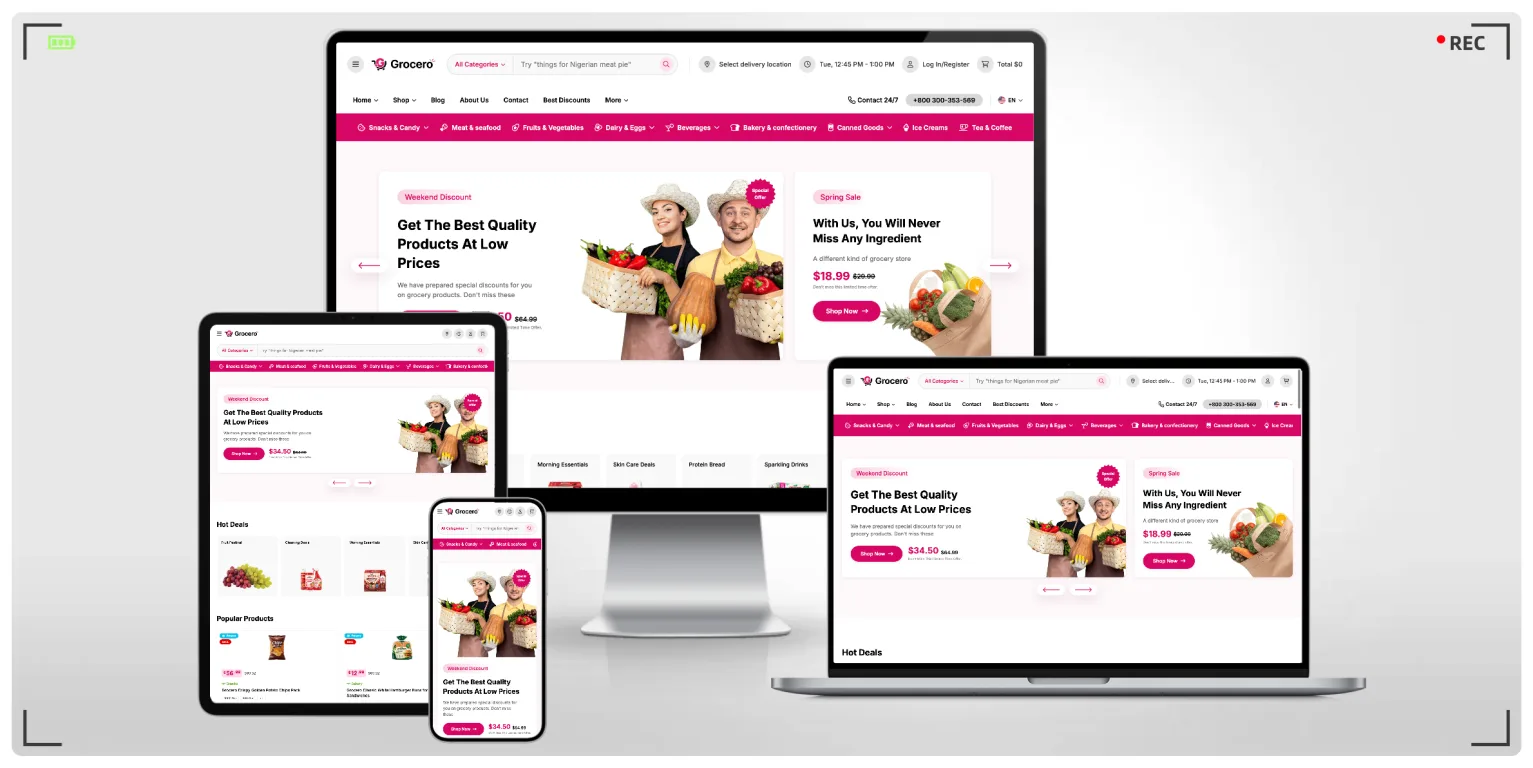 生鲜食品与零售商城 HTML 响应式网站模板
